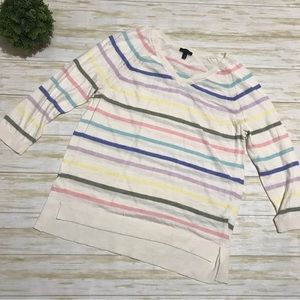Talbots Pastel Easter Spring Colorful Striped‎ Cotton Knit Sweater Size Medium
